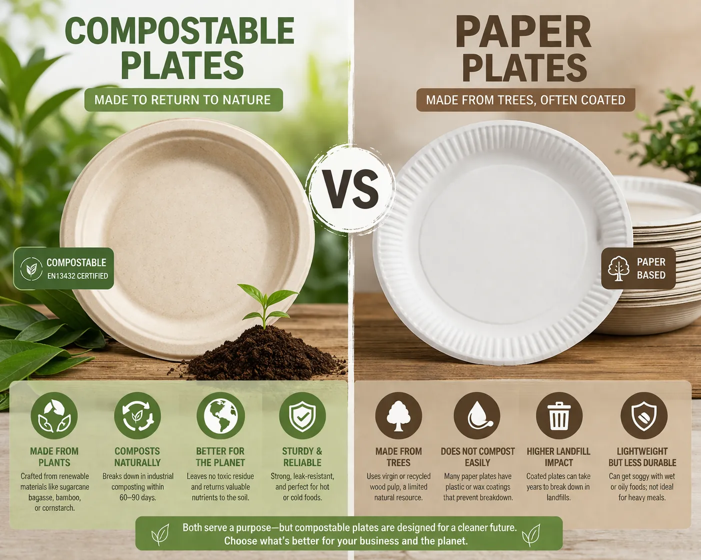 Compostable Plates vs Paper Plates: What’s the Real Difference?